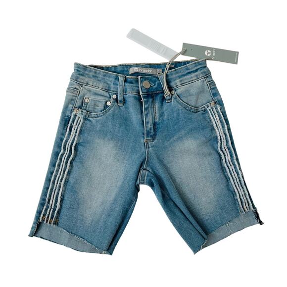 NWT Tractr Size 8 Denim Shorts with White Side Stripe - Picture 1 of 5